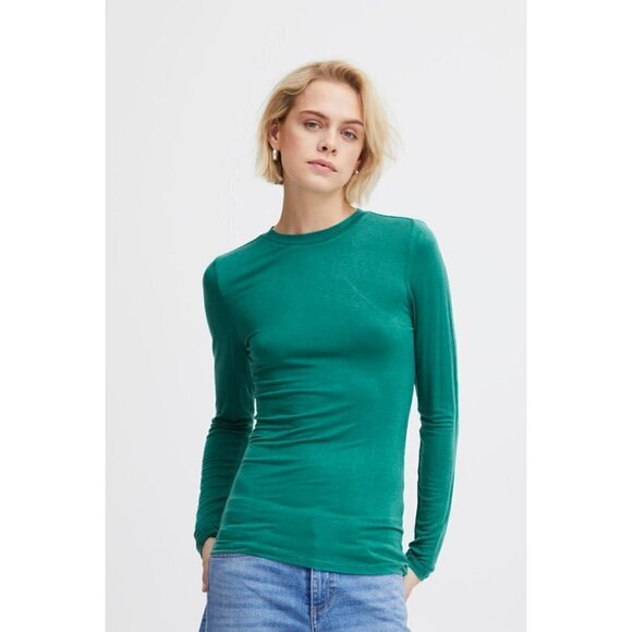 NWT ICHI PHILUCA Emerald Green Basic Longsleeve - Picture 7 of 8
